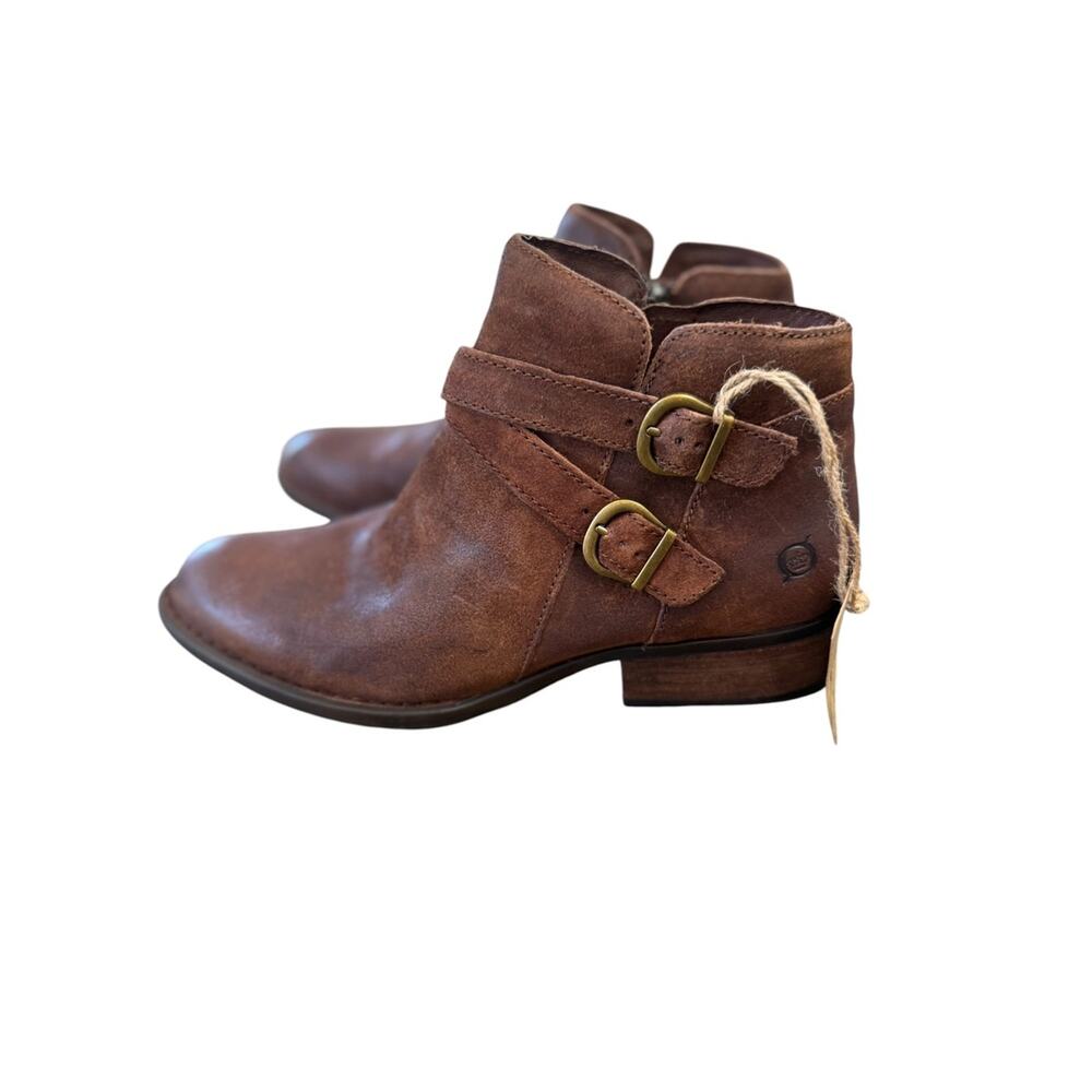 Born Ozark Leather Distressed Brown Booties – Sz 8M - Picture 3 of 8
